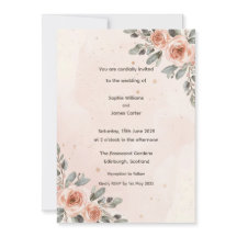 Brautladung im Aquarell-Stil mit rosafarbenen Rose