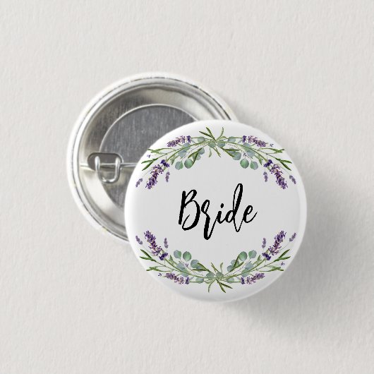 Brautlavender violet eukalyptus grün Hochzeit Button (Vorne & Hinten)