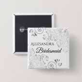 Brautmädchen Hochzeit Tag Extravagant Silver Filig Button (Vorne & Hinten)