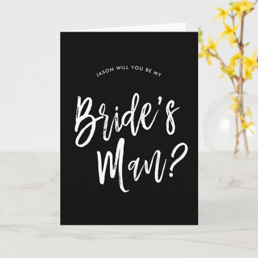 Brautmannanforderung | Weißes Skript anpassbar Karte (Gelbe Blume)