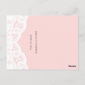 Brautmenü aus rosa Spitzenhäkeldeckchen Postkarte (Rückseite)