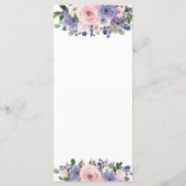 Brautmenü in Rosa Lila Lavendel Blumenhochzeit Programm (Rückseite)