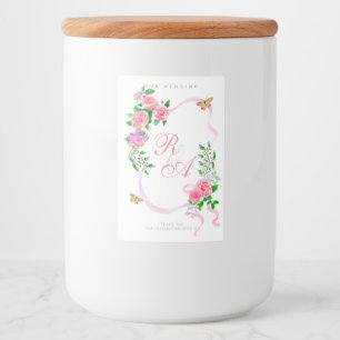 Brautmonogramm mit rosa Band Lebensmitteletikett