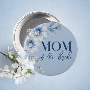 Brautmutter Blau Floral Brautparty Button