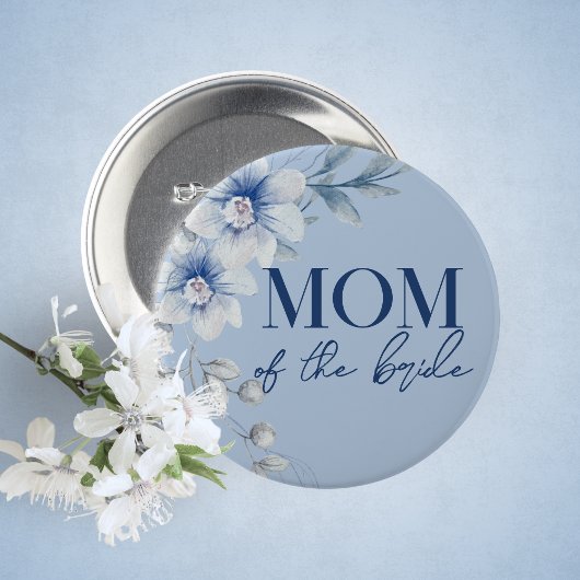 Brautmutter Blau Floral Brautparty Button