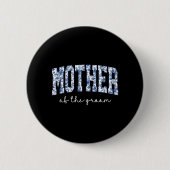 Brautmutter Blaues Blumen-Toile Übereinstimmend Button (Vorderseite)