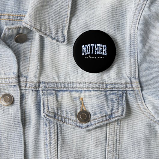 Brautmutter Blaues Blumen-Toile Übereinstimmend Button (Beispiel)