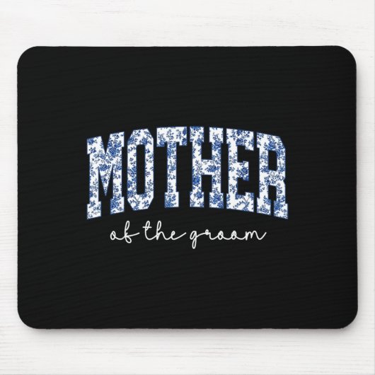 Brautmutter Blaues Blumen-Toile Übereinstimmend Mousepad (Vorne)