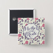 Brautmutter Blumen Hochzeitsanstecker Button (Vorne & Hinten)