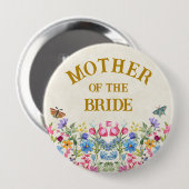 Brautmutter Blumen Schmetterling Brautparty Button (Vorne & Hinten)