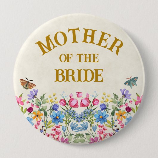 Brautmutter Blumen Schmetterling Brautparty Button (Vorderseite)
