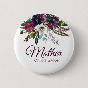 Brautmutter Burgunder Blumen Button