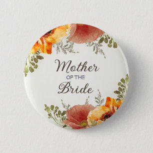Brautmutter Burnt Orange Floral   Button