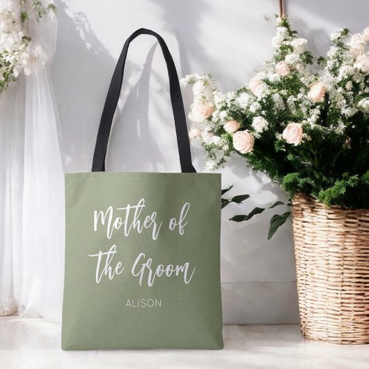 Brautmutter des Bräutigams Sage Grün Tote Bag Tasche