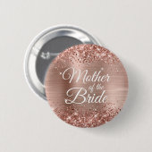 Brautmutter Glittery Rose Gold Folie Button (Vorne & Hinten)