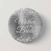 Brautmutter Glitzerndes Silberfolie Button (Vorderseite)