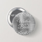 Brautmutter Glitzerndes Silberfolie Button (Vorne & Hinten)