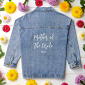 Brautmutter-Hochzeit weißes Skript Jeansjacke