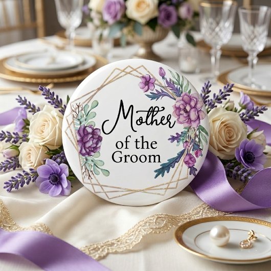 Brautmutter Lila Florale Hochzeit Button
