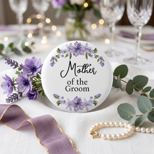 Brautmutter Lila Florale Hochzeit Button