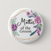Brautmutter Lila Florale Hochzeit Button (Vorderseite)