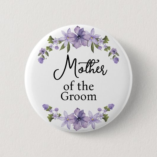 Brautmutter Lila Florale Hochzeit Button (Vorderseite)