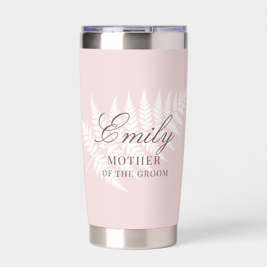 Brautmutter Rosa Weiß Farn Thermobecher (Vorderseite)