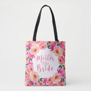 Brautmutter Rustikales Rosa Wasserfarben-Blumen Tasche