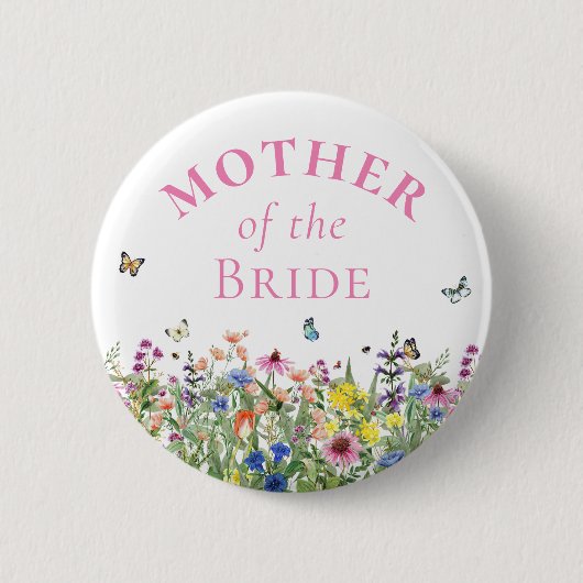 Brautmutter - Sommerblumen & Schmetterlinge Button (Vorderseite)