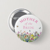 Brautmutter - Sommerblumen & Schmetterlinge Button (Vorne & Hinten)