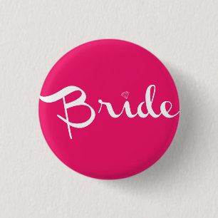 Brautnadel Weiß auf Hot Pink Button