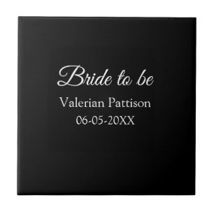 Brautname Datum schwarz weiß Junggesellinnenabschi Fliese