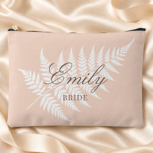 Brautname Soft Peach White Fern Groß Zubehörtasche