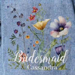 Brautname Wilde Blume Wasserfarben Blumenhochzeit Jeansjacke