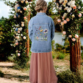 Brautname Wilde Blume Wasserfarben Blumenhochzeit Jeansjacke
