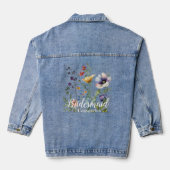Brautname Wilde Blume Wasserfarben Blumenhochzeit Jeansjacke (Rückseite)