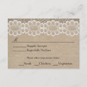 Brautpaar-Antwortkarte im Shabby-Chic-Stil mit Jut RSVP Karte