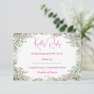 Brautpaar-Antwortkarte mit staubrosafarbenem Blume RSVP Karte