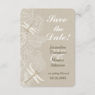 Brautpaar-Anzeige mit Jute und Spitze für rustikal Einladung