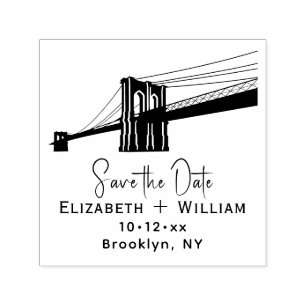 Brautpaar Brooklyn Bridge NYC Save-the-Date Permastempel