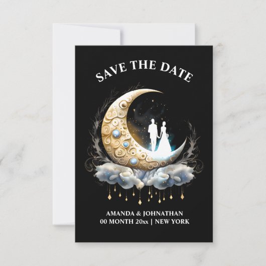 Brautpaar Crescent Silhouette Save The Date (Vorderseite)