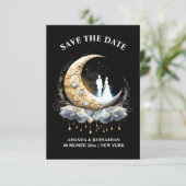 Brautpaar Crescent Silhouette Save The Date (Stehend Vorderseite)