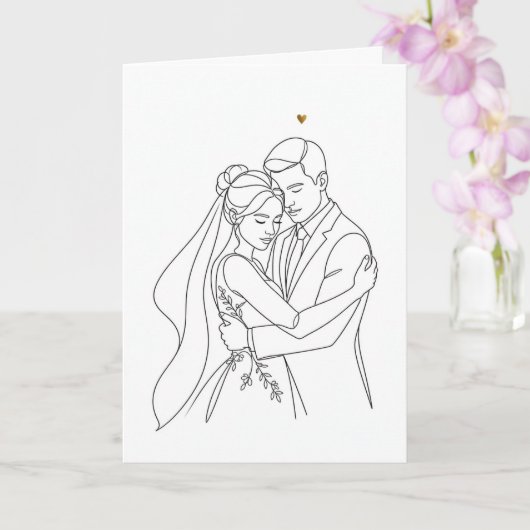 Brautpaar, Hochzeitstag Karte (Orchidee)