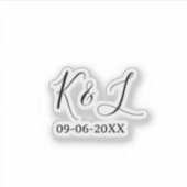Brautpaar Name Buchstabe Datum rote Pastell Hinter Aufkleber (Vorderseite)