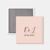 Brautpaar Name Buchstabe Datum rote Pastell Hinter Magnet (Vorderseite/Rückseite)