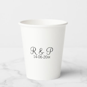 Brautpaar Name Monogramm Datum Jahr Hochzeit Roman Pappbecher