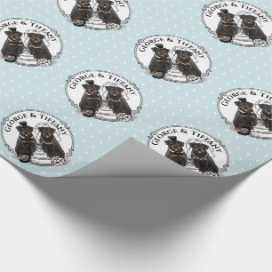 Brautpaar Rottweiler Braut und Bräutigam Hunde Geschenkpapier