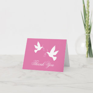 Brautpaar Tauben Vögel Hochzeit Danke Karte rosa u