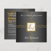 Brautpaare Dusche Einladung Grau Gold Leaf (Vorne/Hinten)