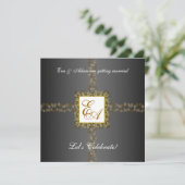 Brautpaare Dusche Einladung Grau Gold Leaf (Stehend Vorderseite)